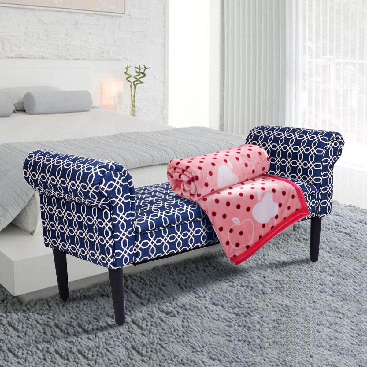 Modern Home Bed Bench Rolled Arm Sofa Chair Home Furniture - Image 1