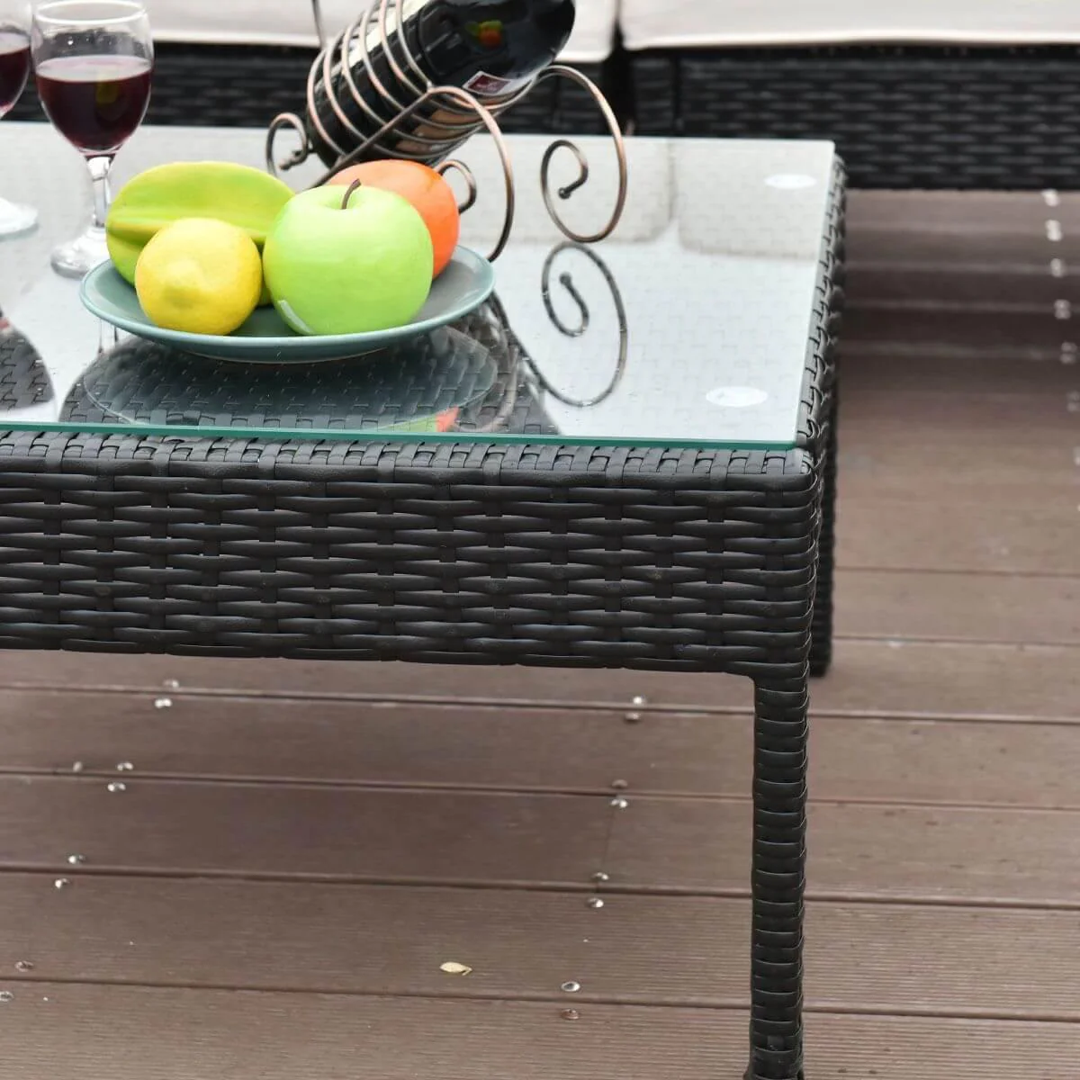 6 PCS Sofa Cushioned Garden Corner Couch Sofa Table Set - Image 3