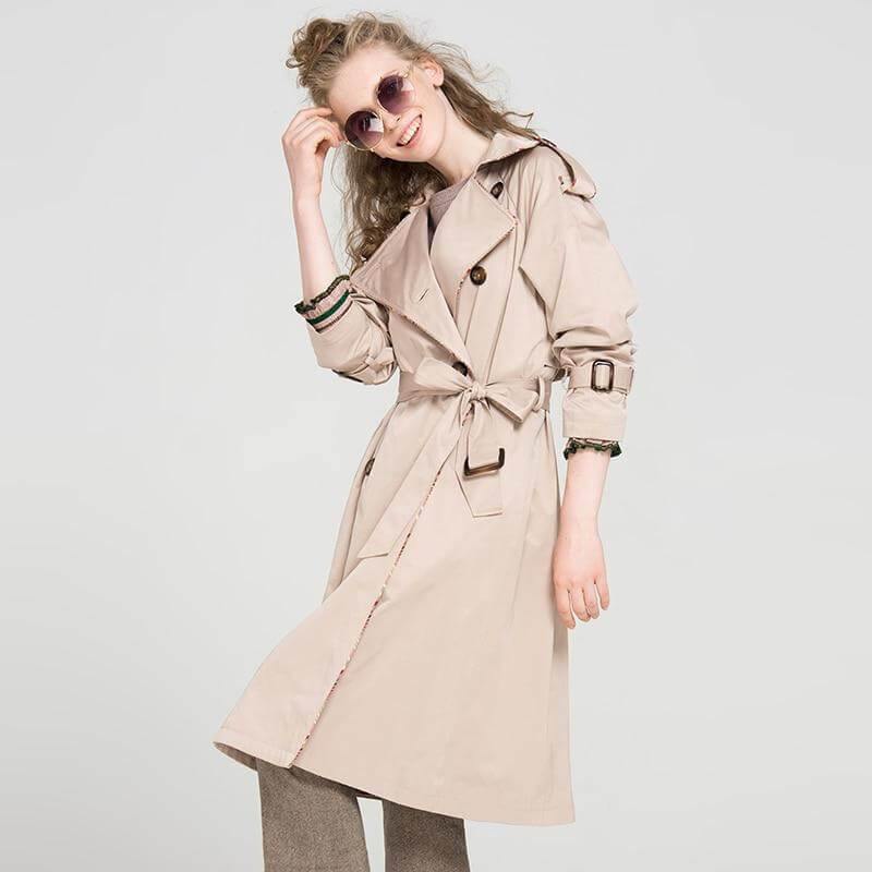 Autumn Fashion Modern Turn Down Collar Double Casual Long Trench - Image 2