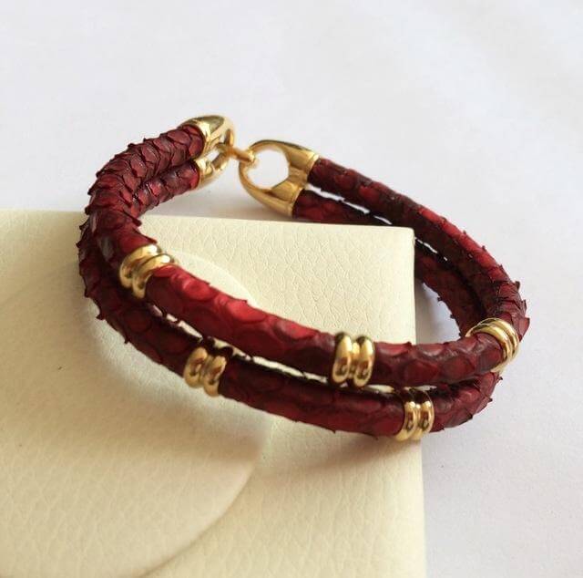 Black Python Skin Leather Bracelets - Image 2