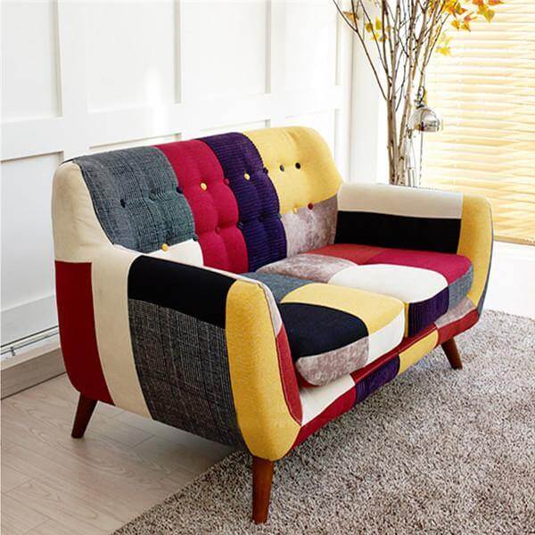 Contemporary Colorful Cute Modern Double Sofa Couch - Image 2