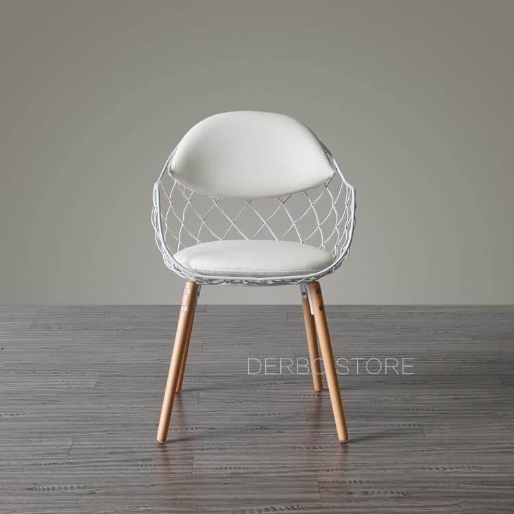 Modern Luxury Design Metal Steel Chair with Wooden legs - Image 3