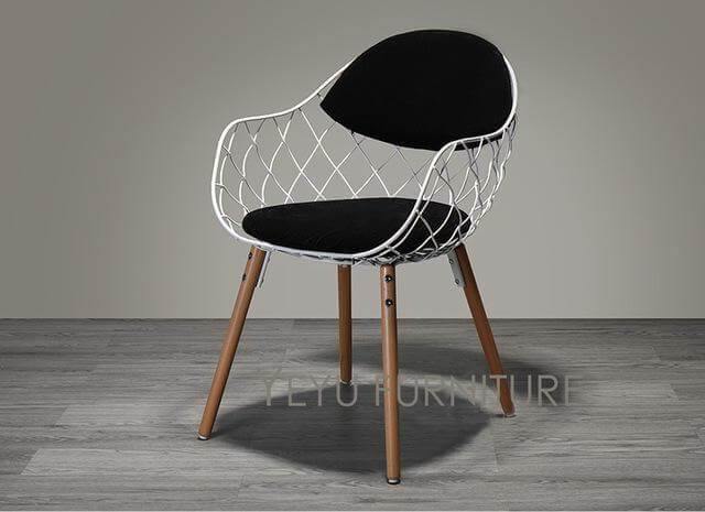 Modern Luxury Design Metal Steel Chair with Wooden legs - Image 2