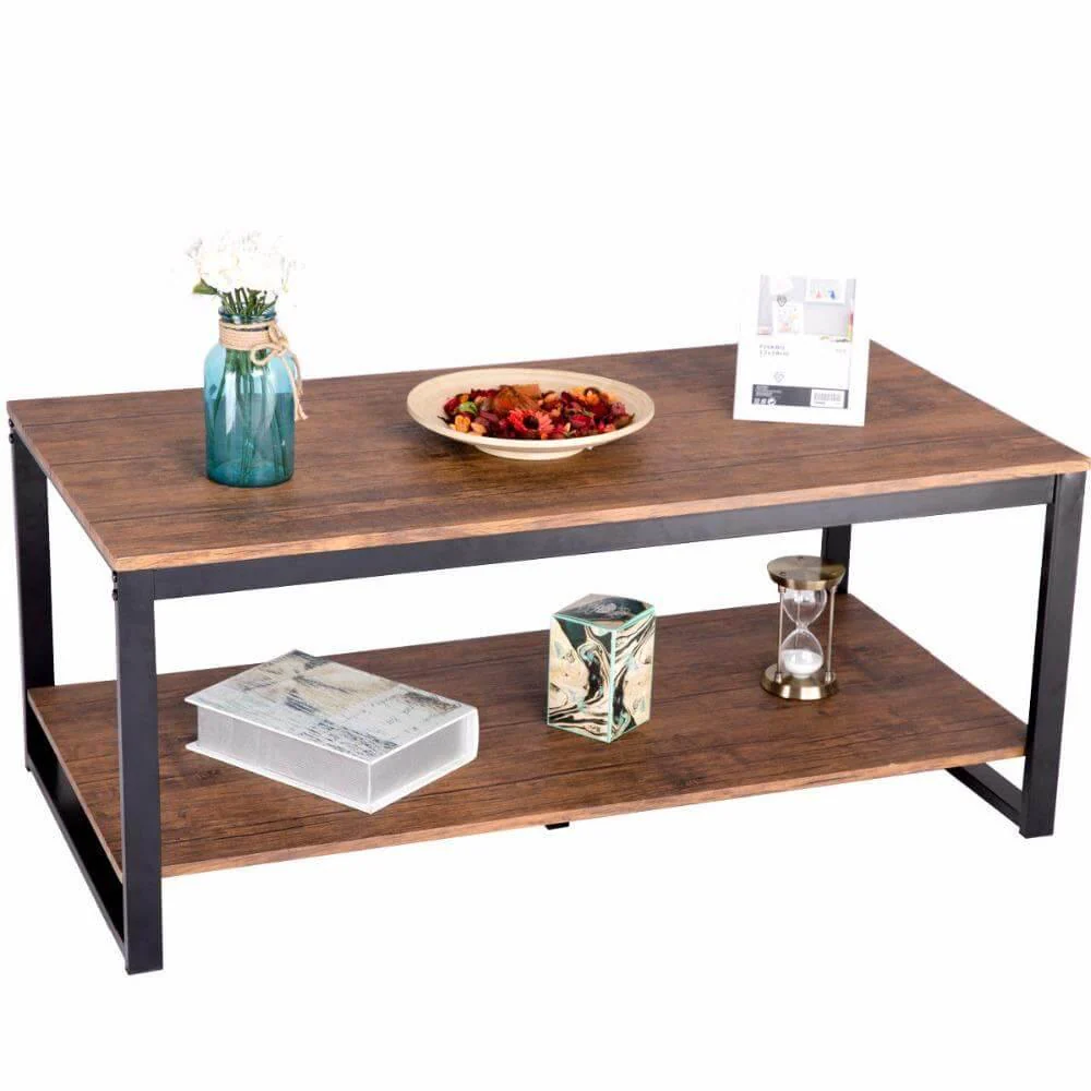 Modern Metal Frame Rectangle Coffee Table - Image 3