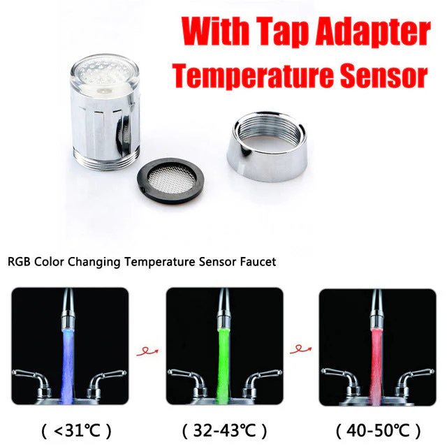Colorful Temperature Sensor Faucet Tap - Image 3