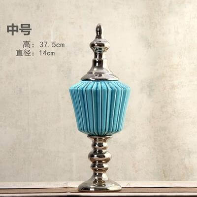 Vintage Blue Ceramic Creative General Candy Jars - Image 3