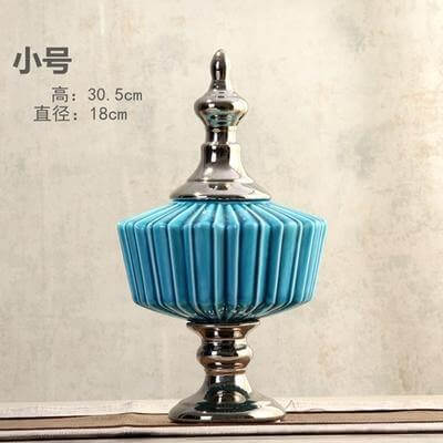 Vintage Blue Ceramic Creative General Candy Jars - Image 2