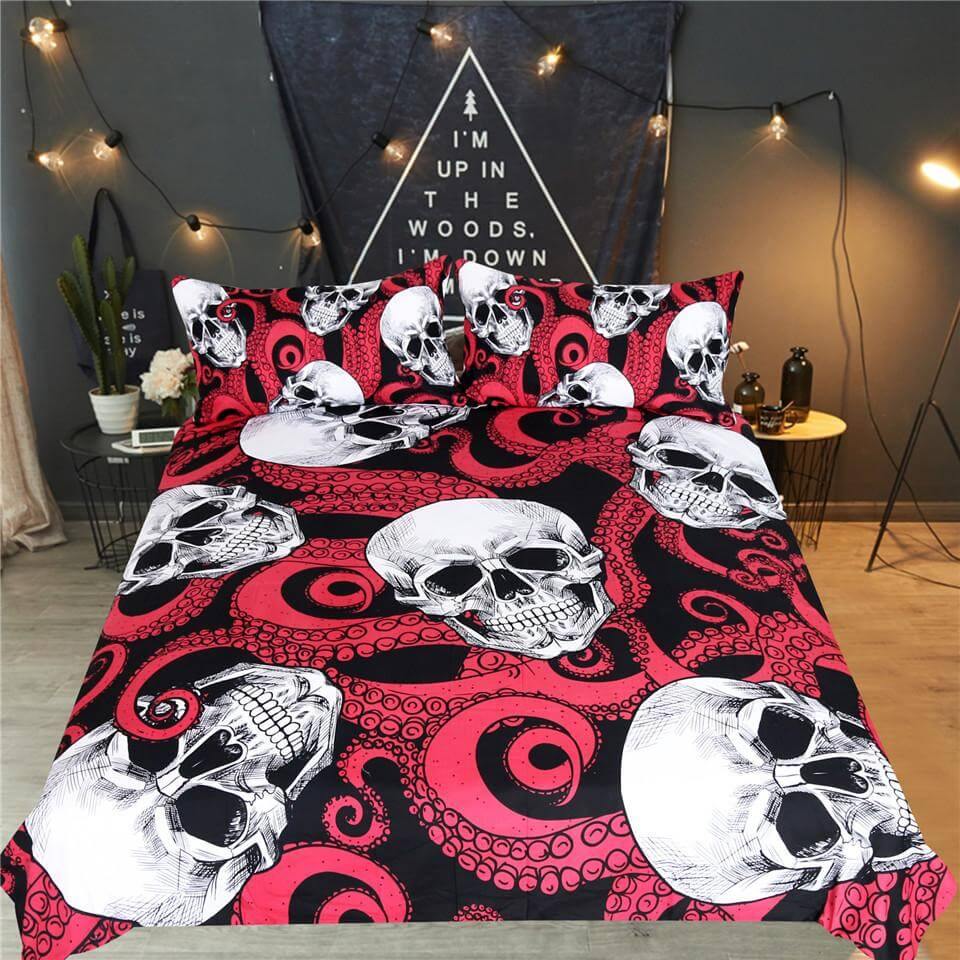 3pcs Skulls and Octopus Tentacles Hand Duvet Cover Bedding Set - Image 1