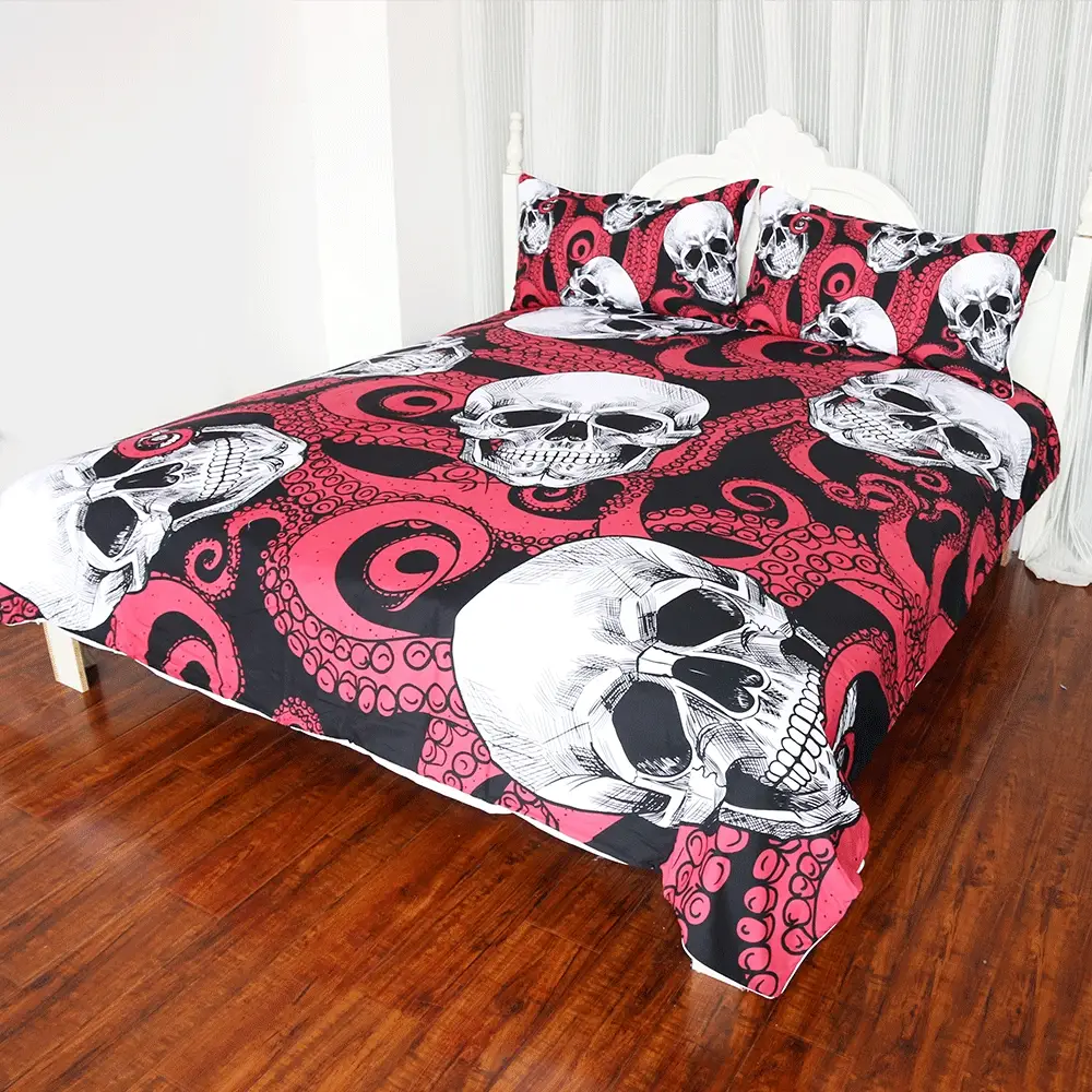 3pcs Skulls and Octopus Tentacles Hand Duvet Cover Bedding Set - Image 2