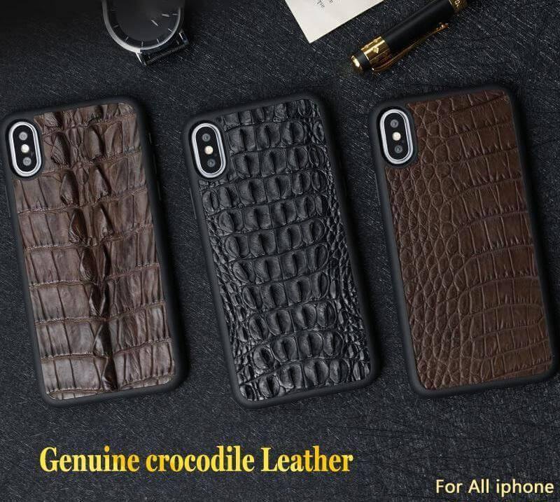 Real Handmade Crocodile Tail Back Abdomen Leather IPhone Case - Image 1
