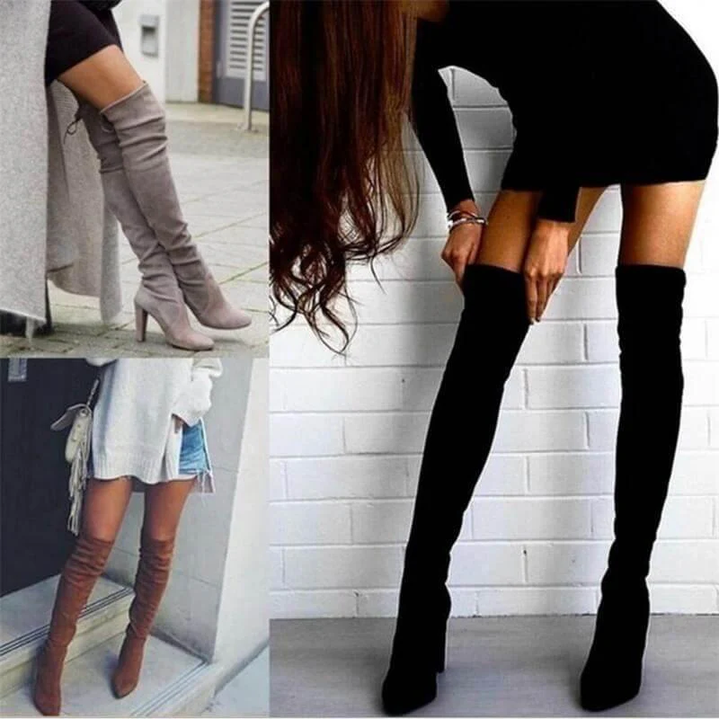Thick Elastic Boots with Side Zipper - Image 2
