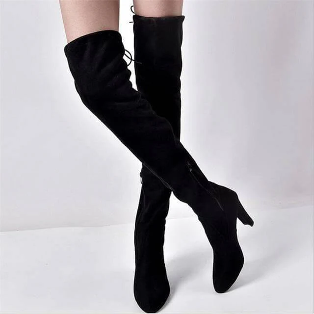 Thick Elastic Boots with Side Zipper - Image 3