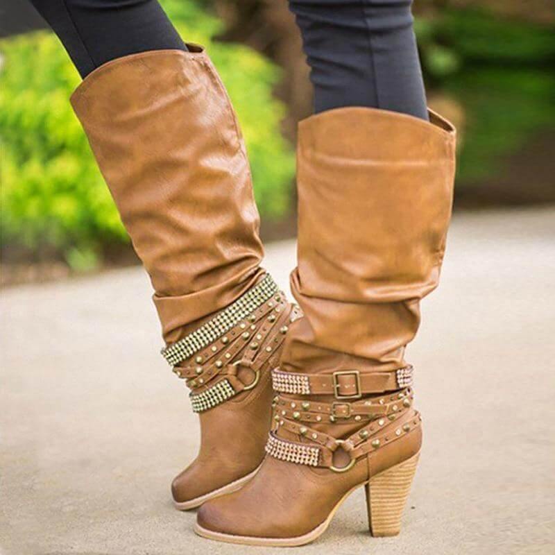 Designer Stylish Mid-calf  Non-slip Female Boots - Image 1