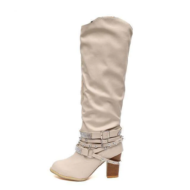 Designer Stylish Mid-calf  Non-slip Female Boots - Image 2