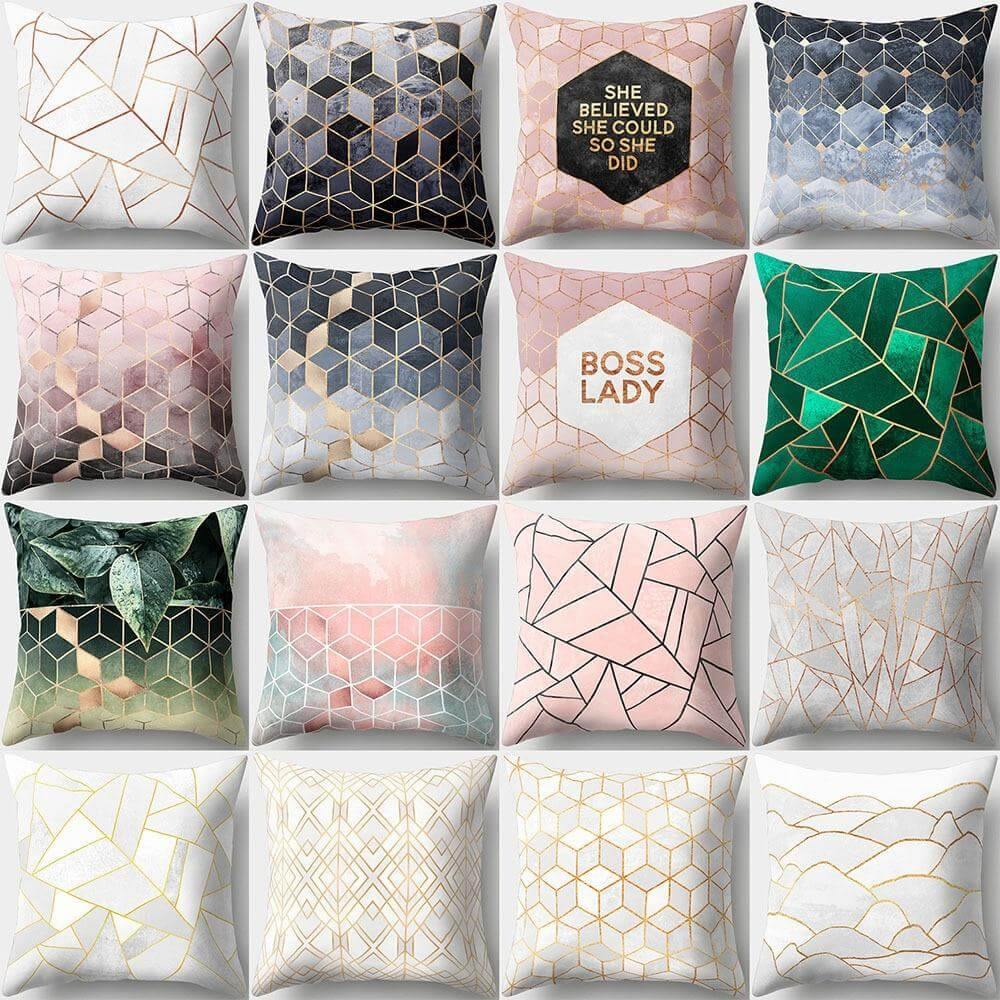 Square Decorative Geometric Striped Pillow Cases - Image 1