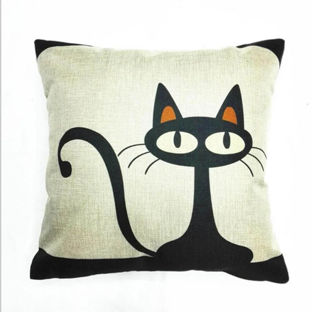 Retro Cat Pattern Pillow Case - Image 1