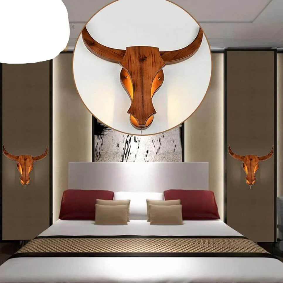 Iron Wooden Bull Led Light - Image 1