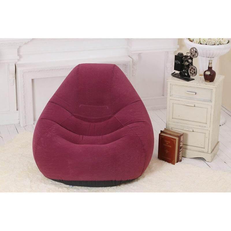 Flocking Single Lazy Inflatable Sofa Lounge Chair With Foot Pump - Image 2