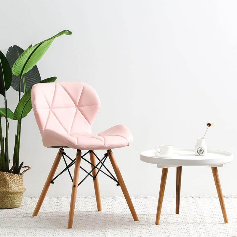 Modern Nordic Leather Wood Chair - Image 1