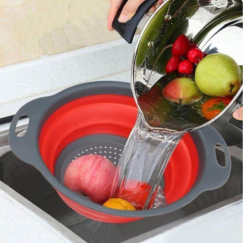 Foldable Silicone Colander Fruit Vegetable Washing Basket - Image 1