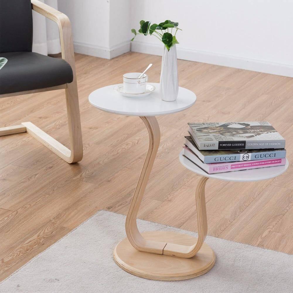 Modern Luxury Bentwood End Accent Table w/Curved Leg - Image 2