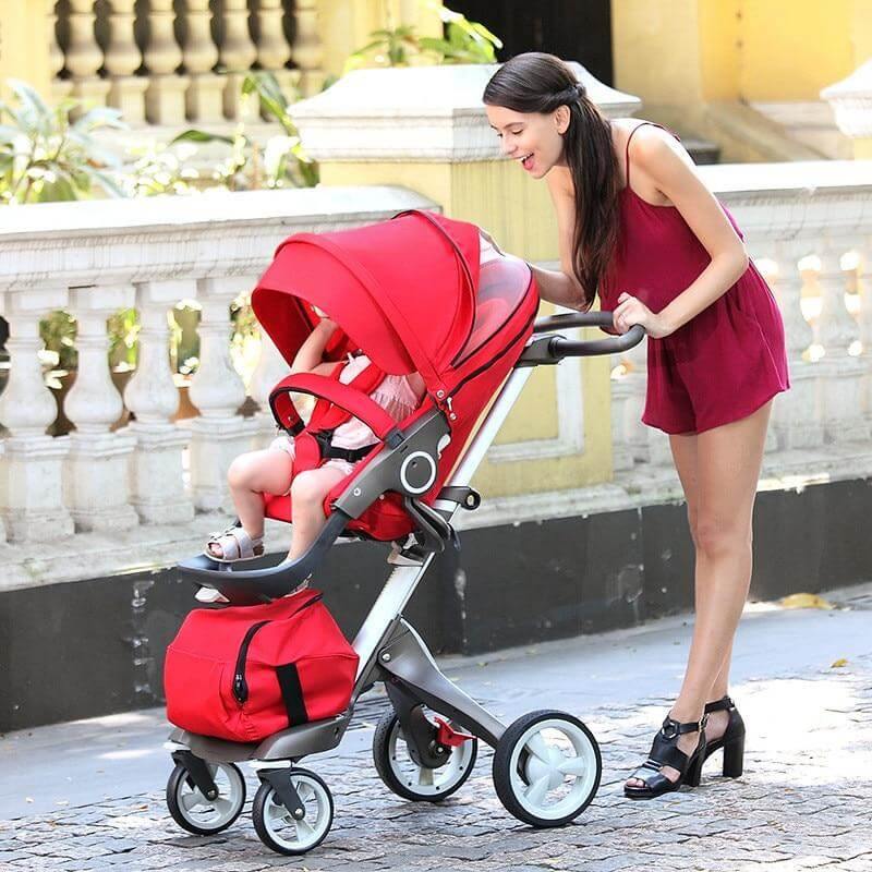 Luxury High End and High Landscape Red Baby Stroller - Image 2