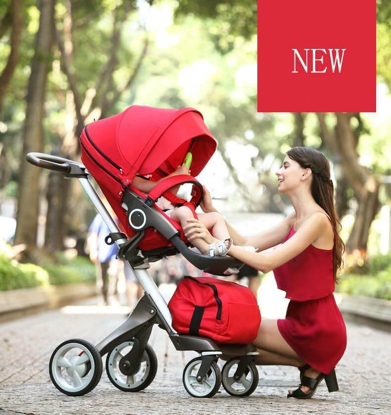Luxury High End and High Landscape Red Baby Stroller - Image 3