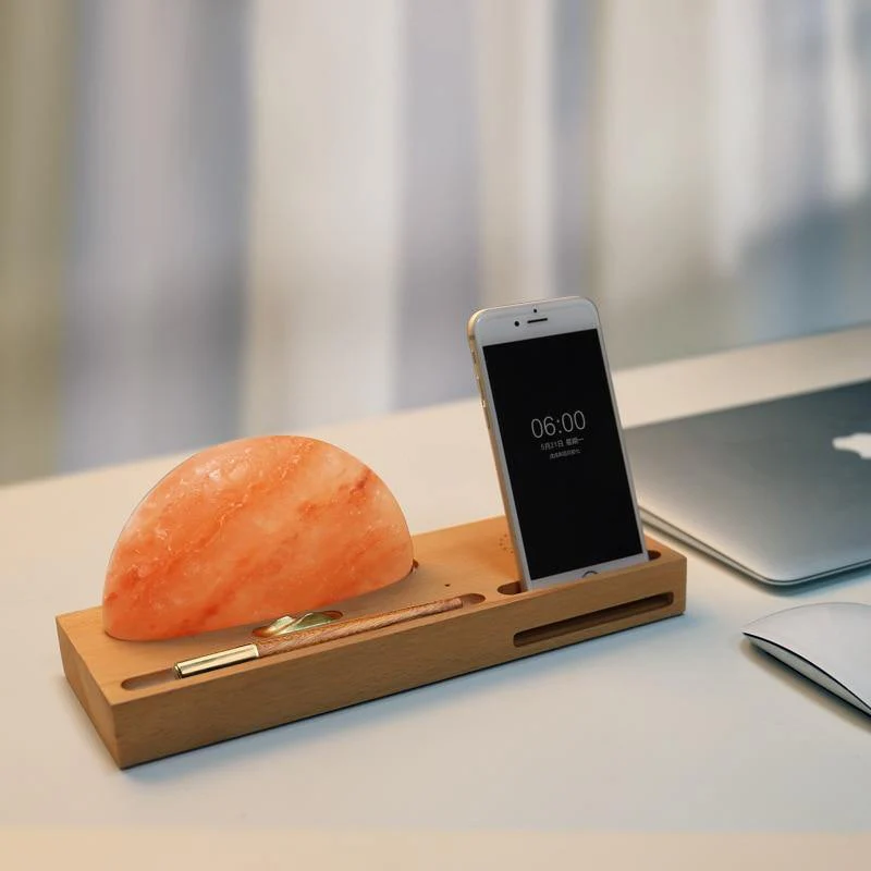 Sunrise Scene Himalayan Salt Led Lamp with Wireless Charger - Image 2