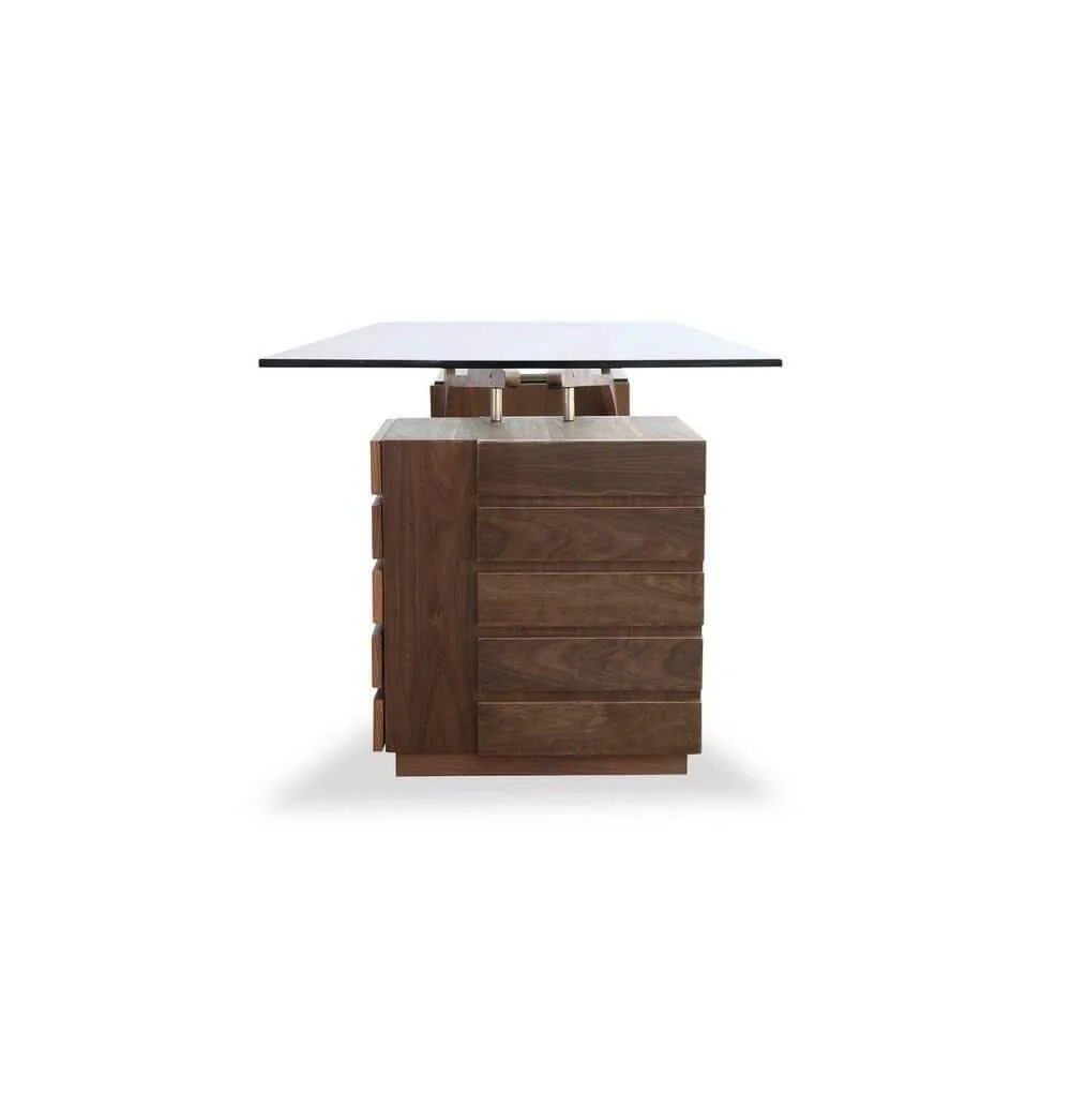 Futuristic Walnut Protractor Modern Desk - Image 3