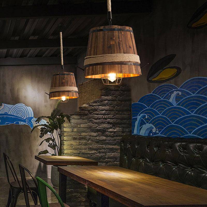 American Retro Wooden Barrel Chandelier - Image 3