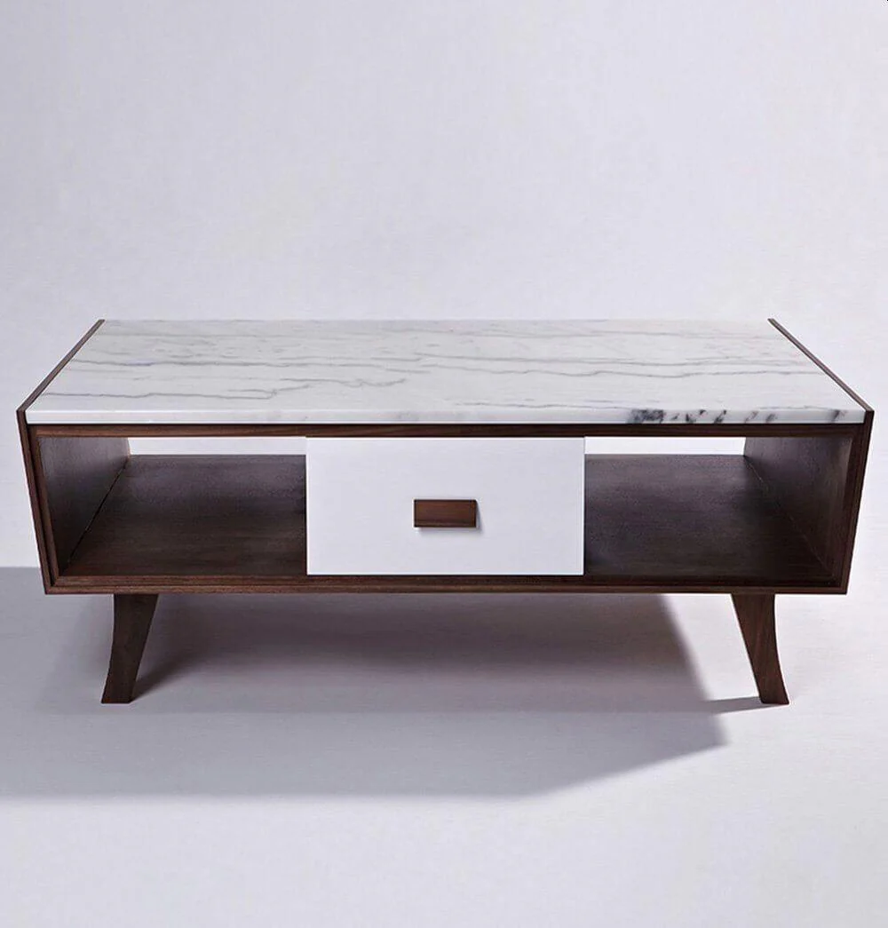 Luxury Vera Wood & Marble Coffee Table - Image 3