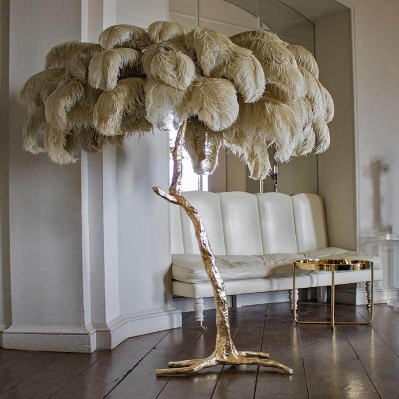 Icelandic Ostrich Feather Tree Lamp - Image 3
