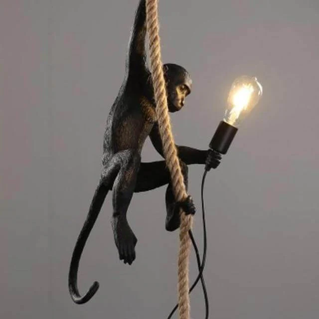 Modern Black Pendant Monkey Lamp - Image 1