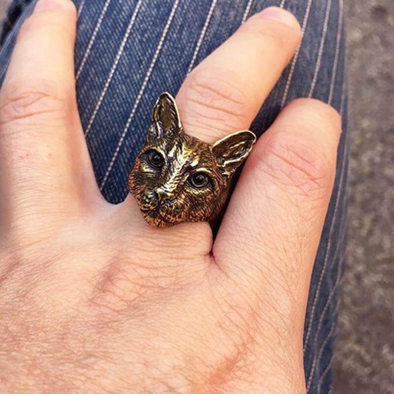 Cute Big Cat Head Ring - Image 2