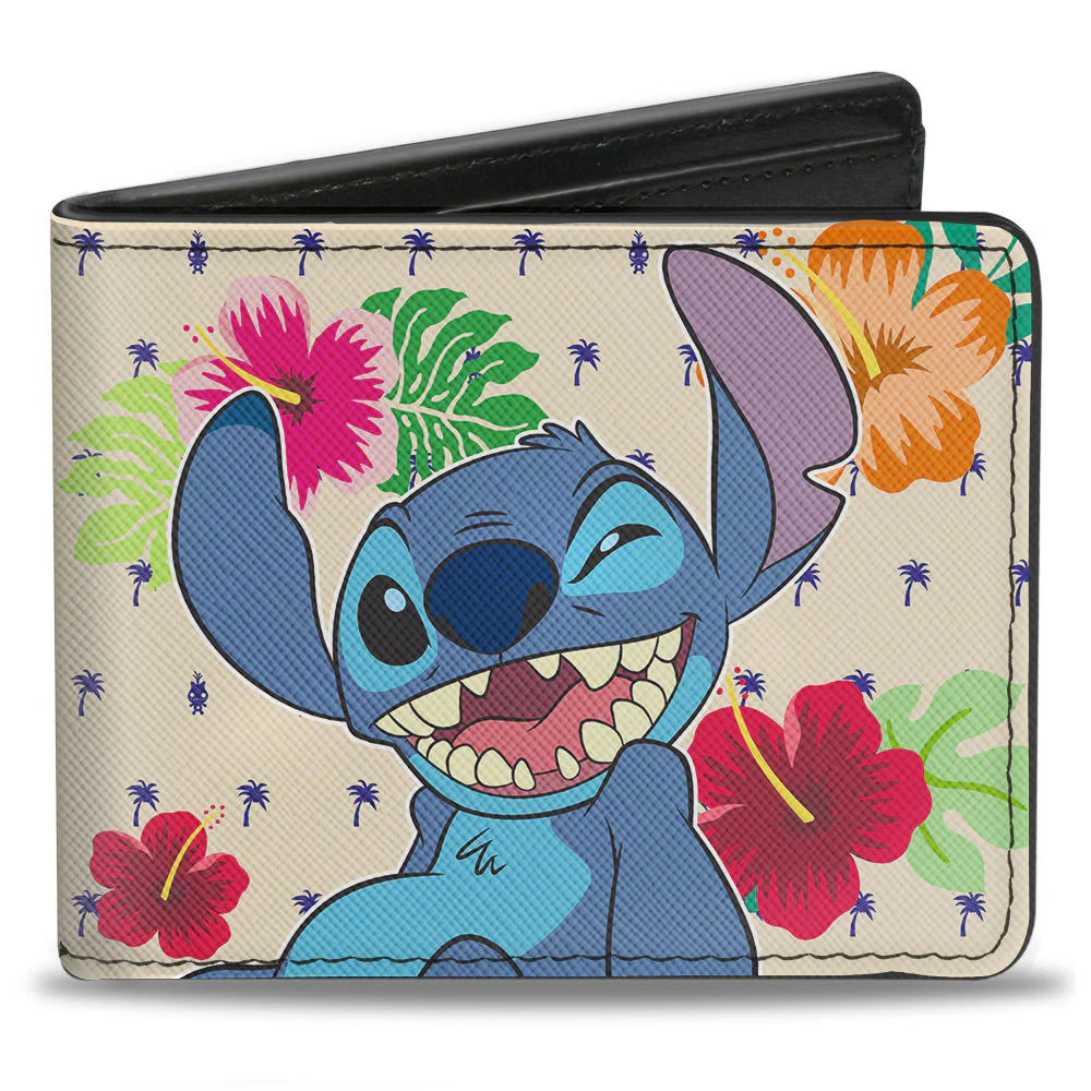 Disney Stitch Winking Pose Ohana Means Family Bi-fold Wallet - Image 1