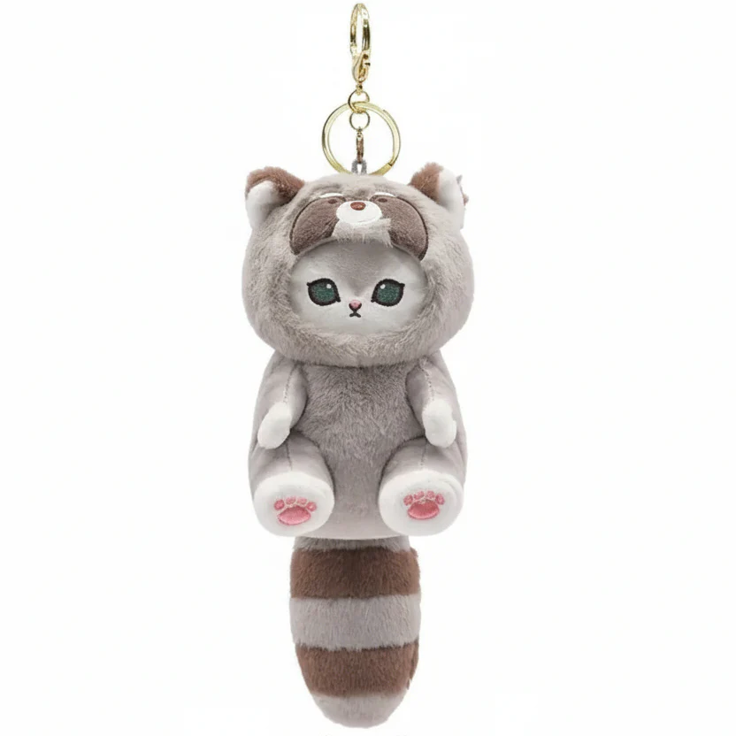 Mofusand Raccoon Cat Plush Keychain - Image 1
