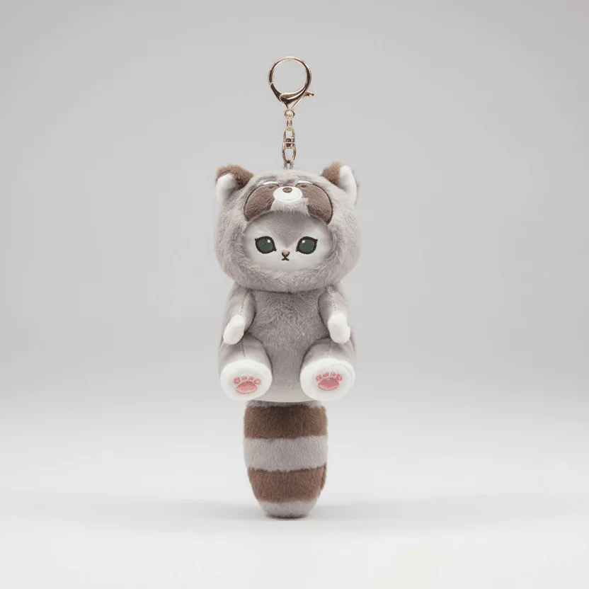 Mofusand Raccoon Cat Plush Keychain - Image 2