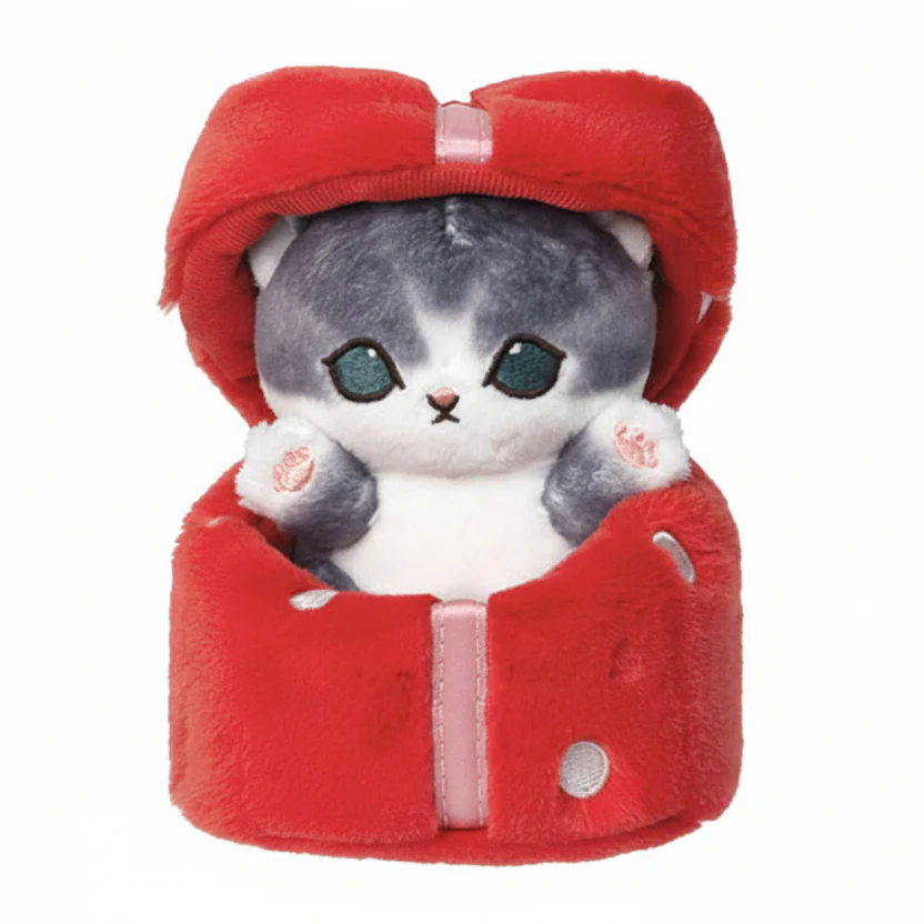 Mofusand Red Gift Box Cat Plush 5" - Image 1