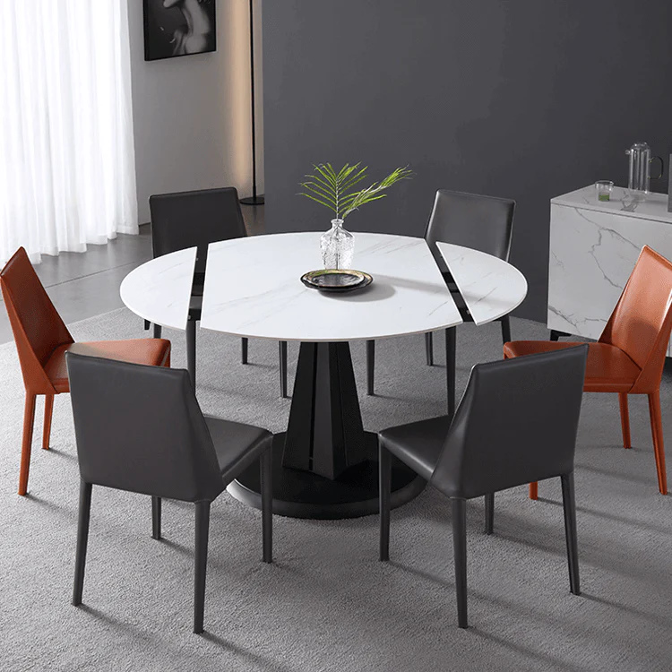 Luxury Extendable Oval Marble Rock Plate Modern Table