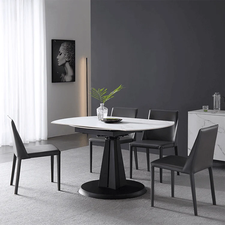 Luxury Extendable Oval Marble Rock Plate Modern Table - Image 2