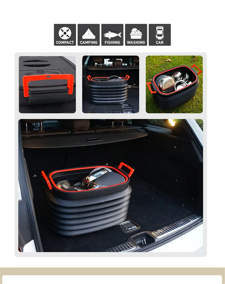 Portable Large Capacity Outdoor Car Folding Storage Bucket - Image 2