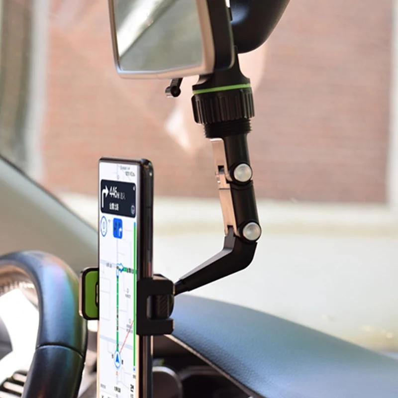 360 Rotatable Rear-View Mirror Phone Holder - Image 1