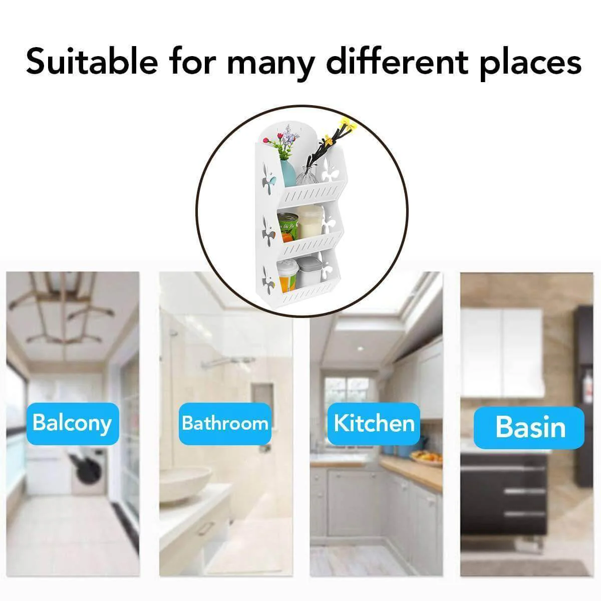 Wall Mounted No-Drill Shelf Storage Organizer - Image 2