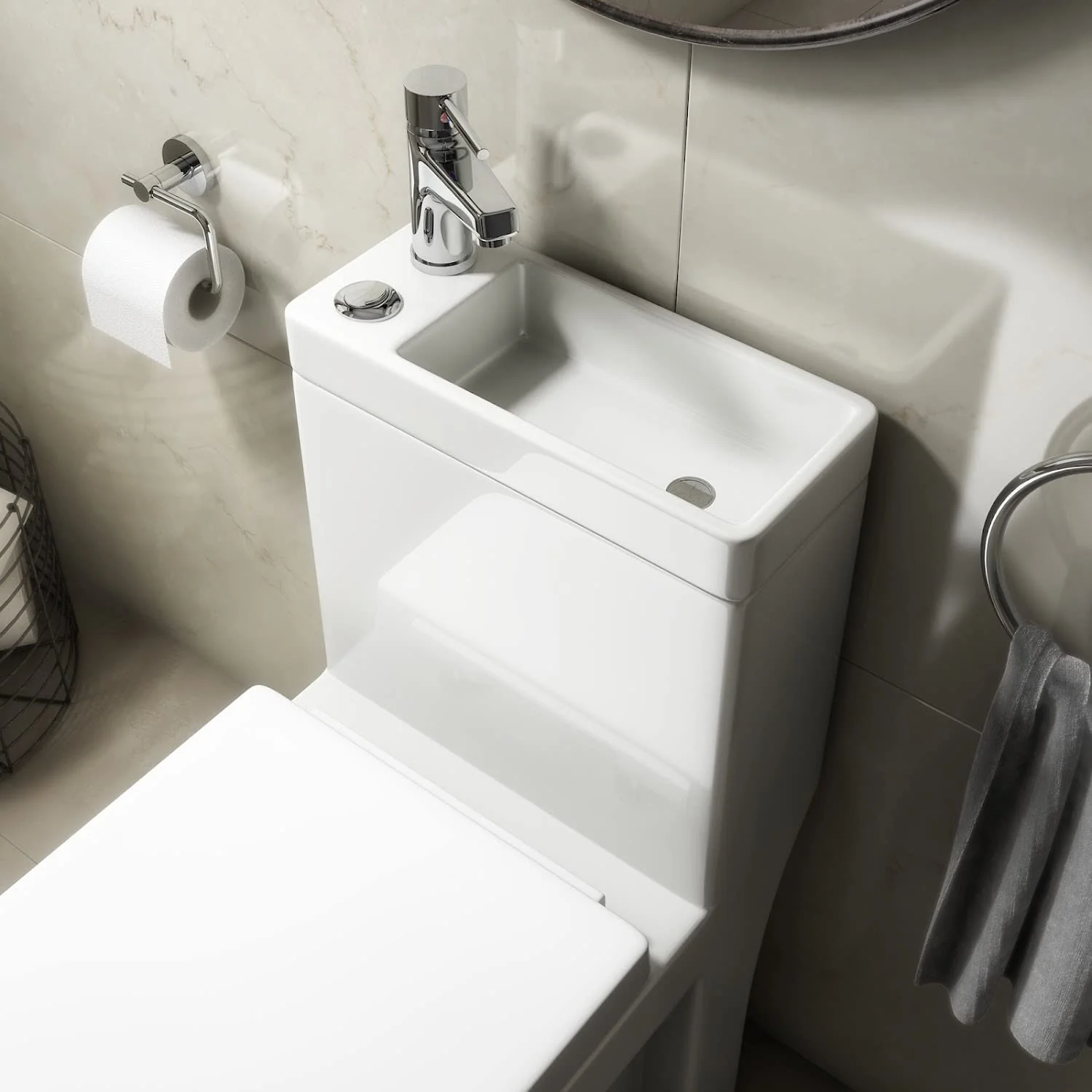 Modern Japanese Toilet Top with Sink on Top - Image 2