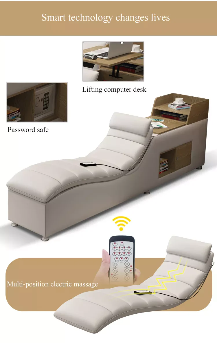 Luxury Leather Multifunctional Modern Bed Frame with Massage Chair - Image 3