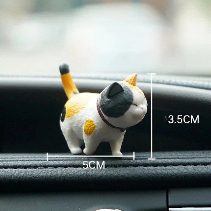 9Pcs Cute Kitty Rotating Head Car Decor - Image 3
