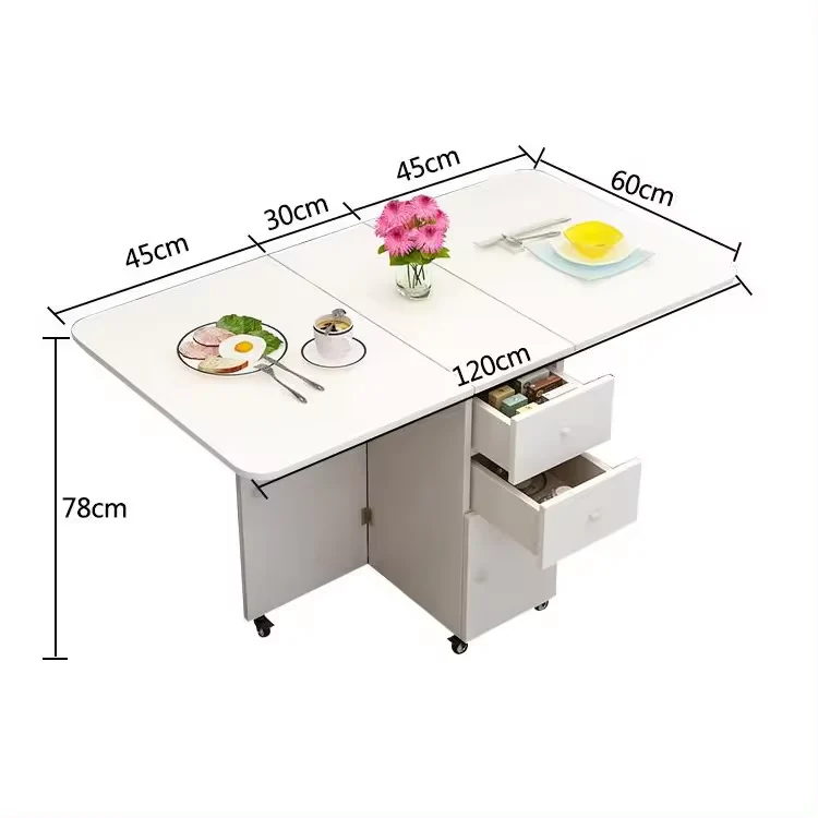 Multifunctional Home Office Extendable Drawers Rolling Storage Cart - Image 3