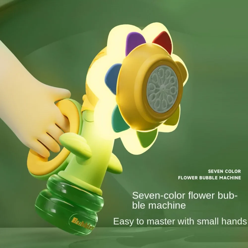 Electric Sunflower-Shaped Portable Kids Fun Bubble Maker Toy - Image 3