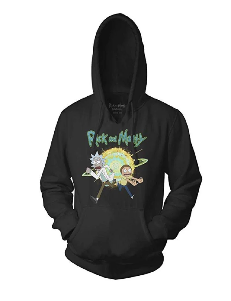 Rick and Morty Adult Unisex Explosion with Logo Pull Over Fleece Hoodie - Image 1