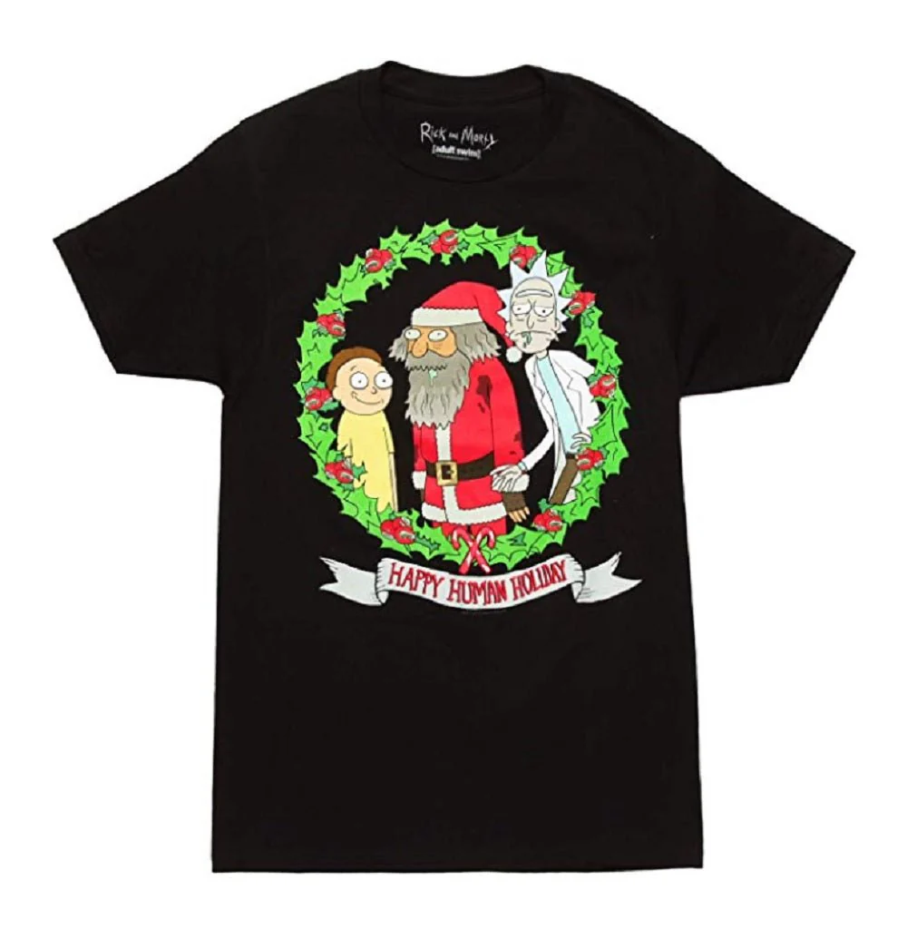 Rick and Morty Happy Human Holiday Adult T Shirt - Image 1